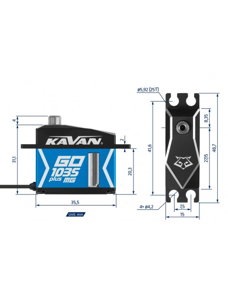 Servo pavara GO-1035MG Plus (0.07s/60 ,22kg.cm)
