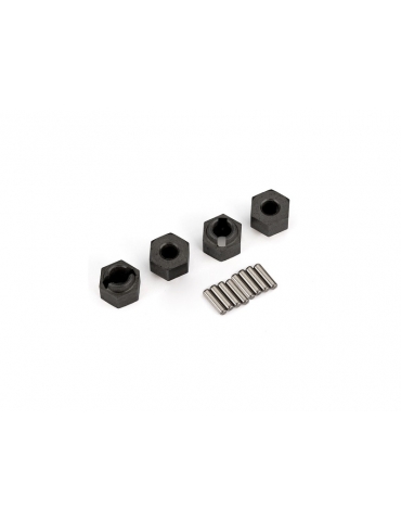 Traxxas Wheel hubs, 7mm hex (4)/ axle pins (4)