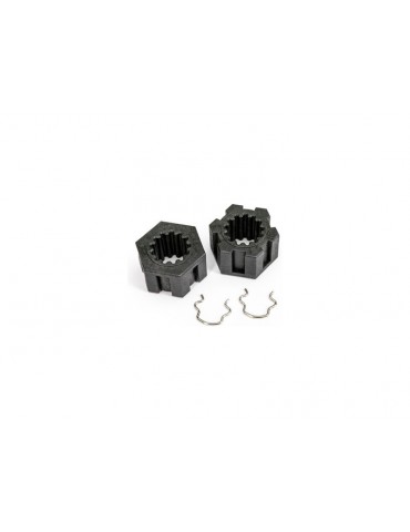 Traxxas Wheel hubs, hex, front (2)/ hex clips (2)