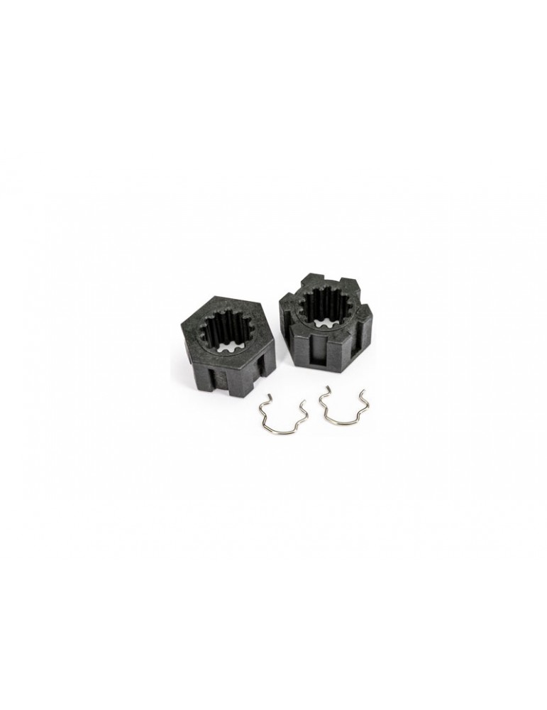 Traxxas Wheel hubs, hex, front (2)/ hex clips (2)