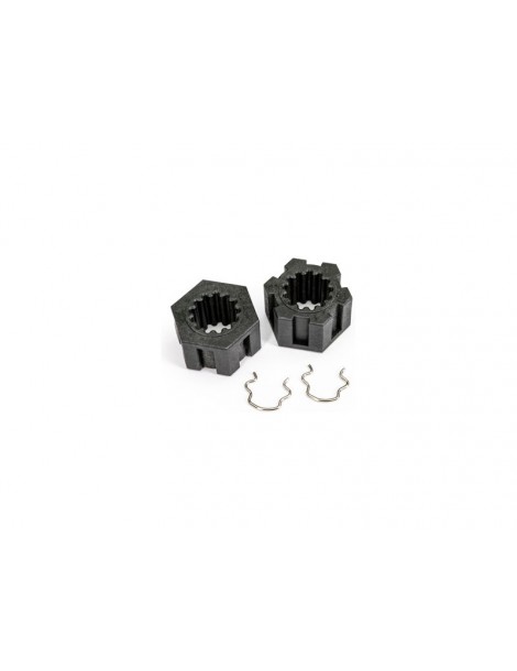 Traxxas Wheel hubs, hex, front (2)/ hex clips (2)