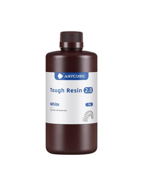 Derva 3D spausdinimui AnyCubic Tough Resin 2.0 Balta 1kg – CyborgShop