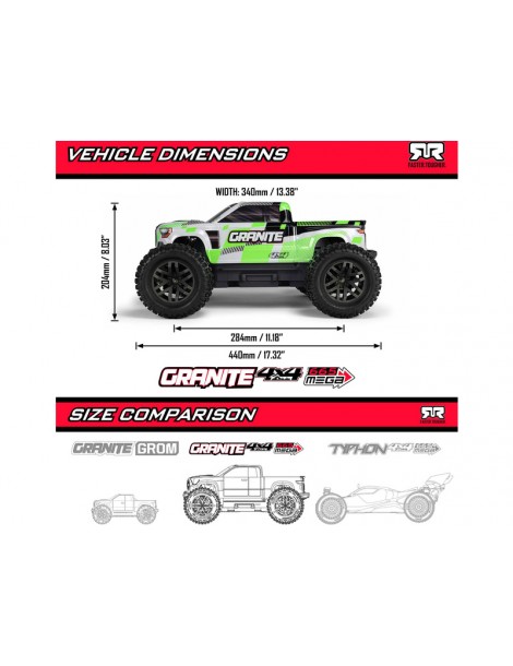 Arrma 1/10 Granite Mega 665 4WD RTR Green