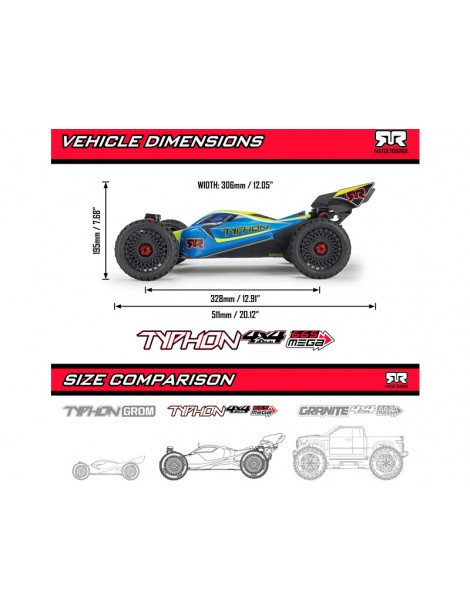 Arrma 1/8 Typhon Mega 665 4WD RTR Red