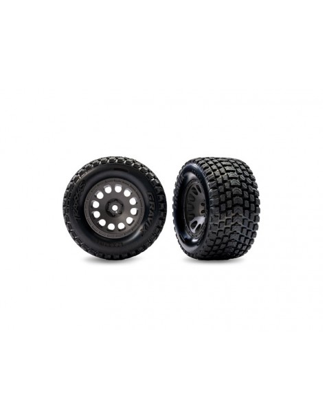 Traxxas Tires & wheels 2.1/2.6", charcoal gray wheels, Gravix tires (front) (2)