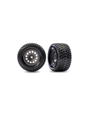Traxxas Tires & wheels 2.1/2.6", charcoal gray wheels, Gravix tires (rear) (2)
