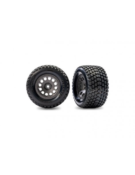 Traxxas Tires & wheels 2.1/2.6", charcoal gray wheels, Gravix tires (rear) (2)