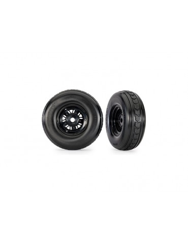 Traxxas Tires & wheels 3.2/4.9", Sand Car black wheels, tires (front) (pair)
