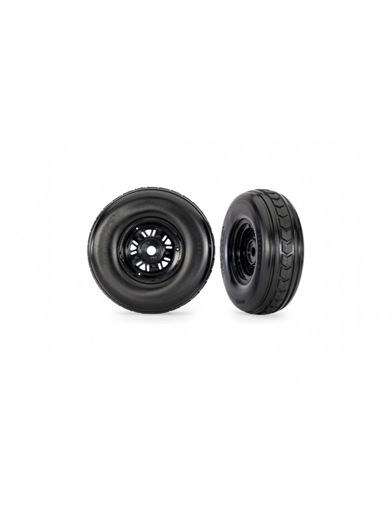 Traxxas Tires & wheels 3.2/4.9", Sand Car black wheels, tires (front) (pair)