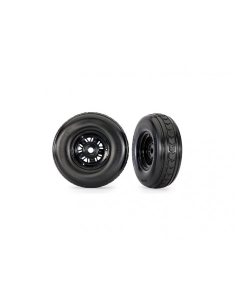 Traxxas Tires & wheels 3.2/4.9", Sand Car black wheels, tires (front) (pair)