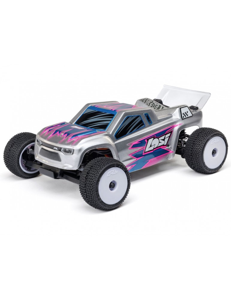 Losi 1/28 Micro-T 2S 2WD RTR Stadium Truck (akumuliatorius ir įkroviklis pridedami), sidabrinė