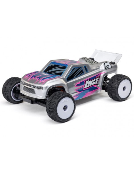 Losi 1/28 Micro-T 2S 2WD RTR Stadium Truck (akumuliatorius ir įkroviklis pridedami), sidabrinė