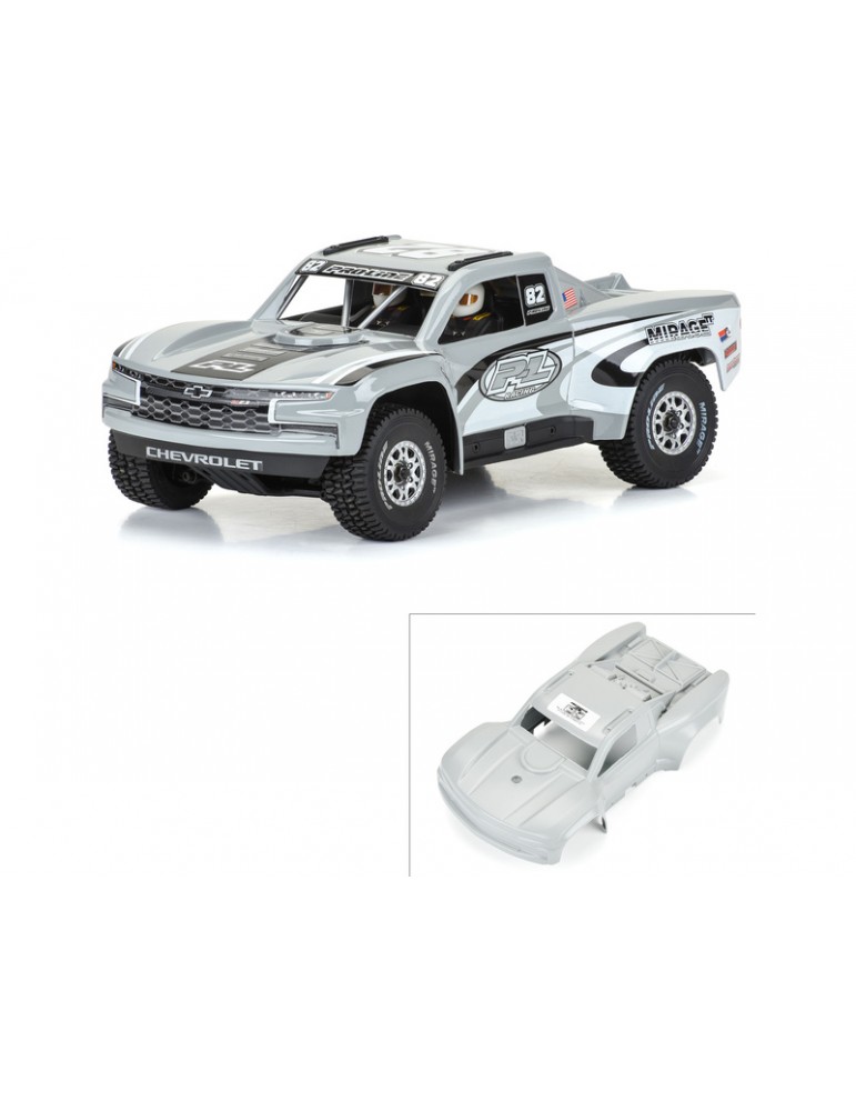 Pro-Line pilkas 2019 Chevy Silverado Trophy Truck kėbulas 1/16 GROM modeliui