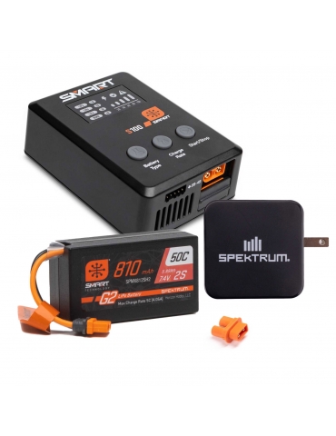 Spektrum Smart rinkinys 810mAh 2S baterija ir S100 įkroviklis RC automodeliams
