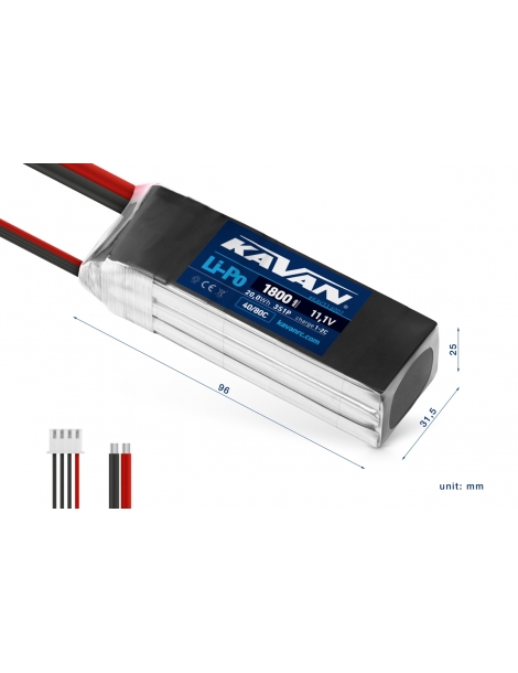 Akumuliatorius Li-Po 1800mAh/11,1V 40/80C 20,0Wh