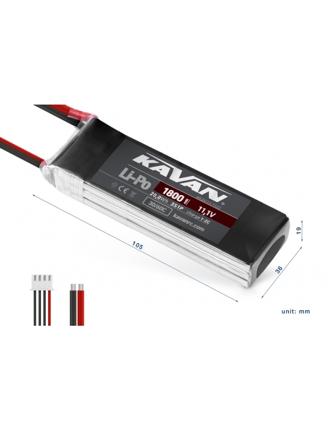 Akumuliatorius Li-Po 1800mAh/11,1V 30/60C Air pack