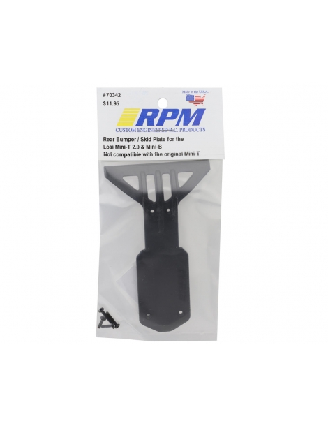 RPM Losi Mini-T 2.0/Mini-B Rear Bumper/Skid Plate (Black)