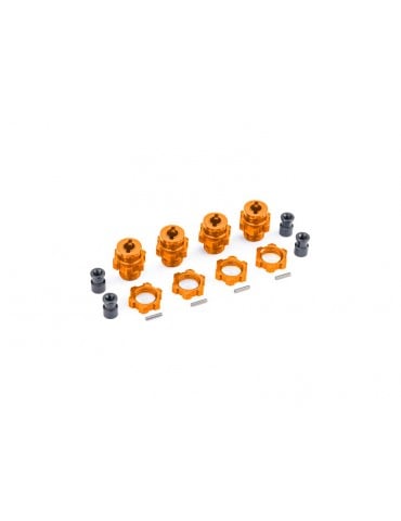 Traxxas ratų stebulės, dantytos, 17 mm, trumpos (oranžinės anoduotos) (4) (skirtos 9080)