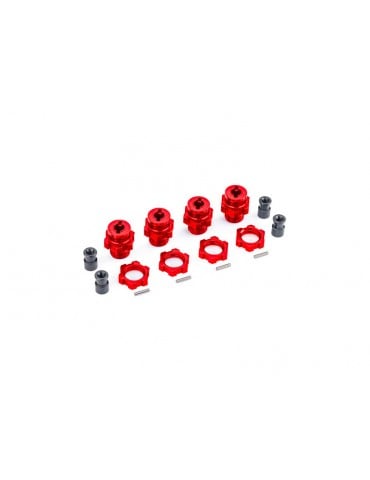 Traxxas ratų stebulės, dantytos, 17 mm, trumpos (raudonai anoduotos) (4) (skirtos 9080)