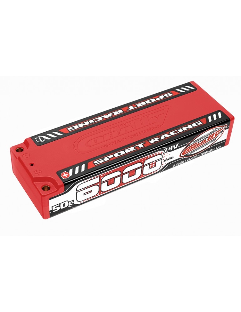 Sport Racing 50C LiPo Battery - 6000mAh - 7.4V - Stick 2S - 4mm Bullit