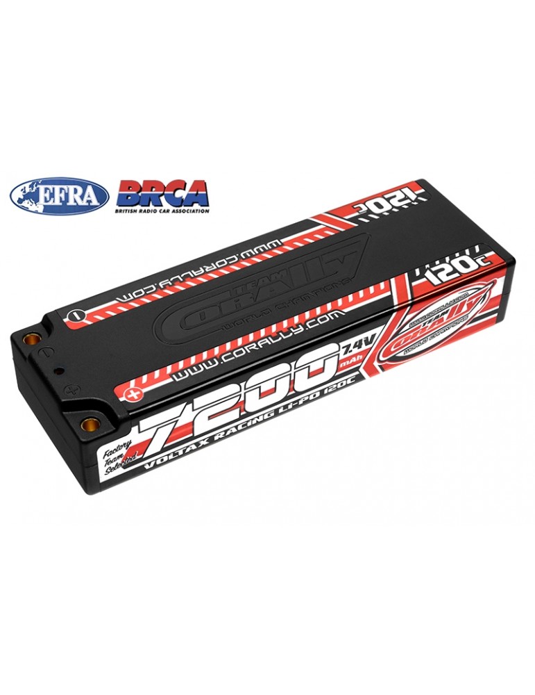 Voltax 120C LiPo Battery - 7200mAh - 7.4V - Stick 2S - 4mm Bullit