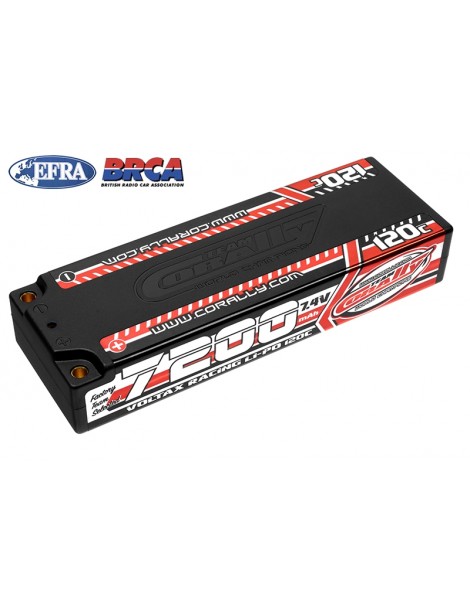 Voltax 120C LiPo Battery - 7200mAh - 7.4V - Stick 2S - 4mm Bullit