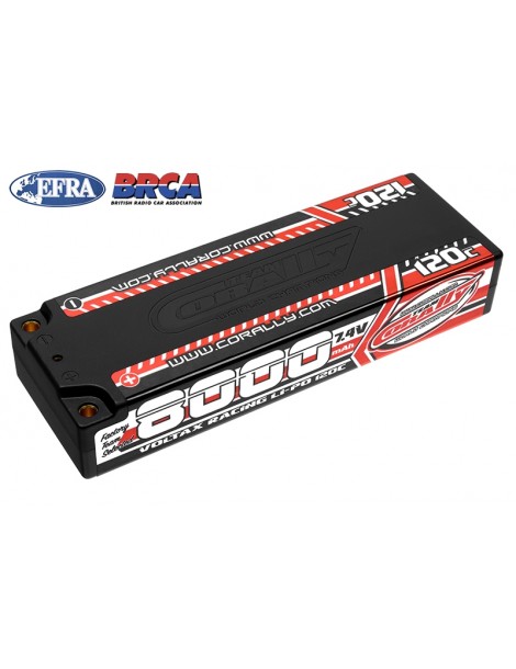 Voltax 120C LiPo Battery - 8000mAh - 7.4V - Stick 2S - 4mm Bullit