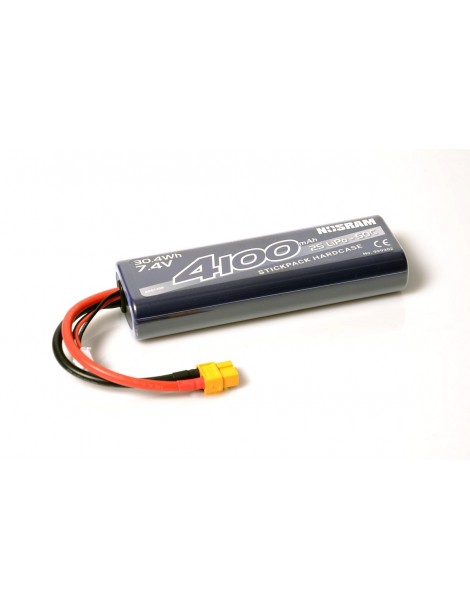 Akumuliatorius NOSRAM 4100 - 7.4V - 50C LiPo Car Stickpack Hardcase - XT60 Plug