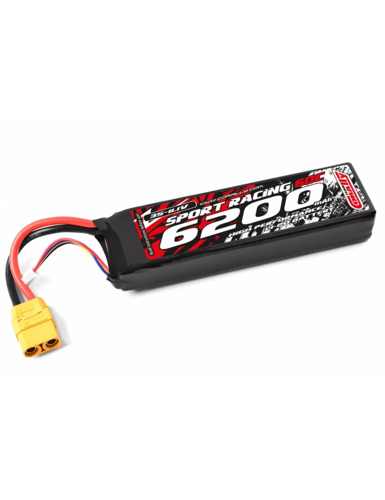 Akumuliatorius Sport Racing 60C 6200mAh 11.1V 3S LiPo Semi-Soft case XT90
