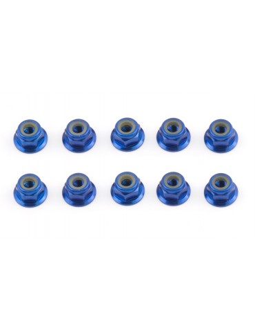 FT Locknuts, M4, flanged, blue aluminum