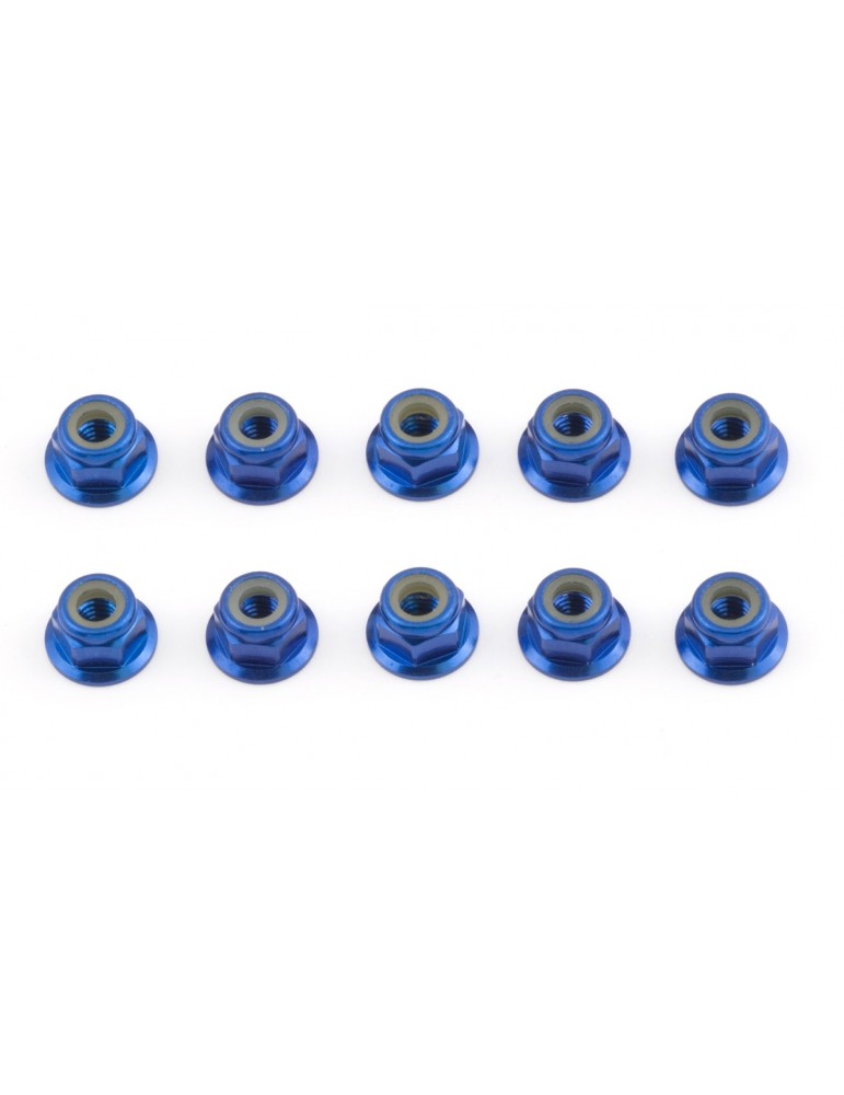 FT Locknuts, M4, flanged, blue aluminum