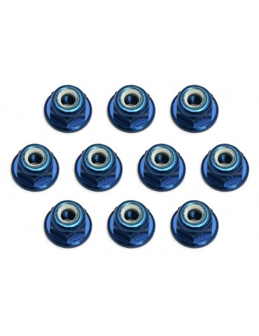 FT Locknuts, M3, flanged, blue aluminum