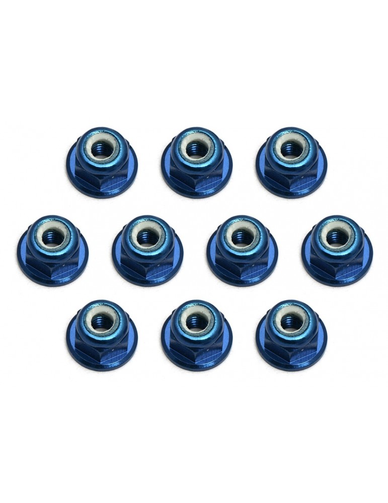 FT Locknuts, M3, flanged, blue aluminum