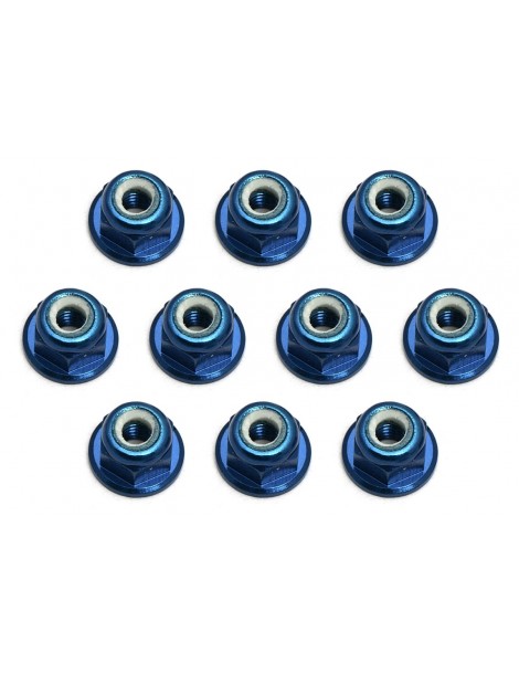 FT Locknuts, M3, flanged, blue aluminum