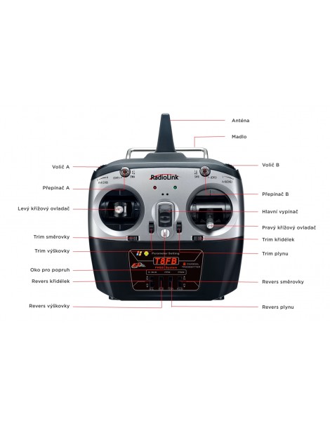 RC valdymo sistema T8FB BT su R8EF imtuvu 8 kanalų | CyborgShop