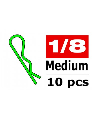 Team Corally - Body Clips - 45 Bent - medium - Green - 10 pcs