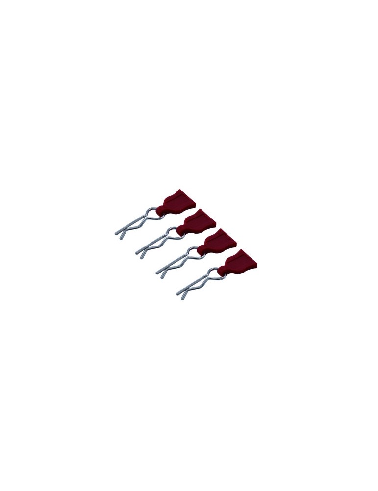 Body Clips W/Easy Pull Rubber Tabs Red, 4 pcs.