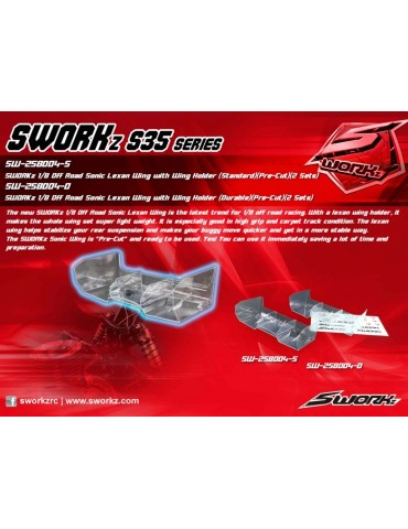 SWORKz 1/8 Off Road SONIC Lexan wing Set Pre Cut (Standard), 2 pcs