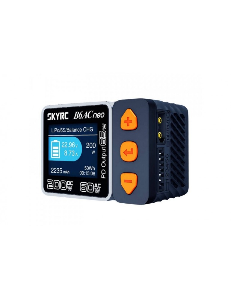 SKY RC B6AC Neo 200W RC įkroviklis su spalvotu ekranu ir USB-C