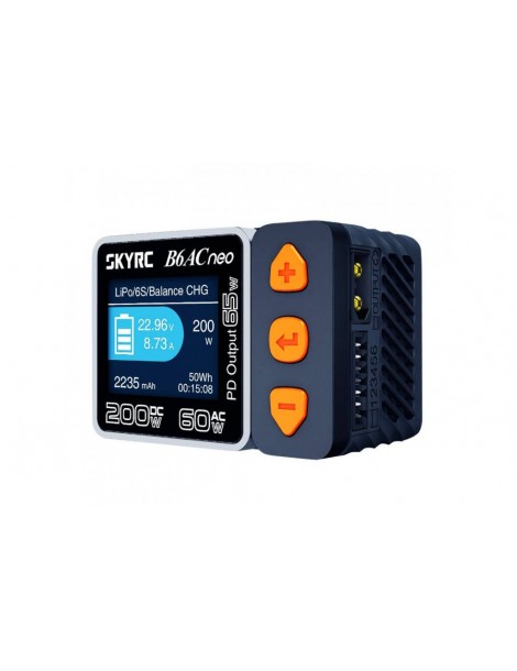 SKY RC B6AC Neo 200W RC įkroviklis su spalvotu ekranu ir USB-C