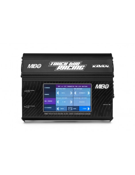 MIBO Touch Duo 400W RC įkroviklis su jutikliniu ekranu ir dviejų kanalų krovimu
