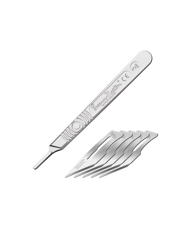 SH-PKN9210-Modelcraft Scalpel Handle 3, Blades 10A (5pcs)
