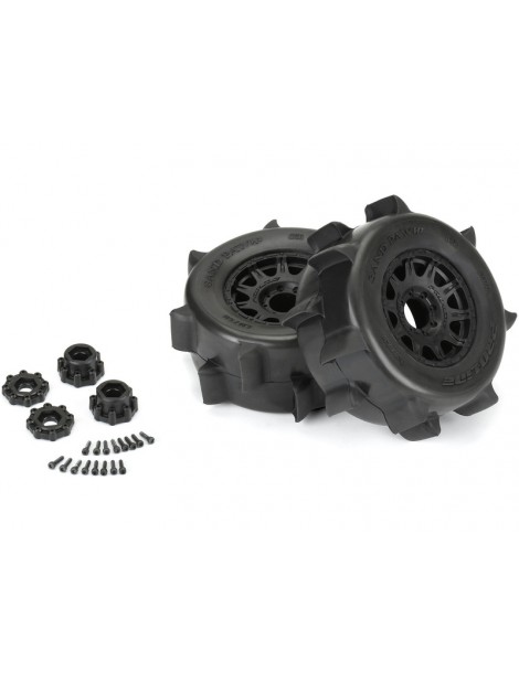 Pro-Line Sand Paw HP belted padangos su Raid ratais 1/8 RC monster truck modeliui