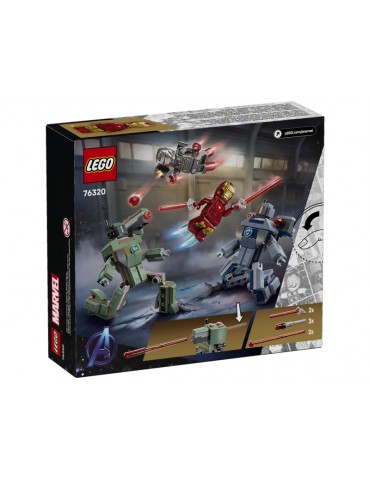 LEGO Marvel Geležinis žmogus ir Karo mašina prieš „Hammer“ dronus konstruktorius