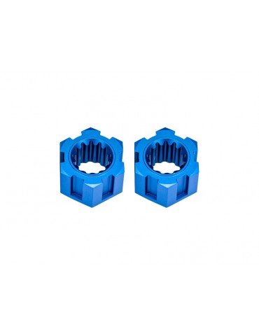 Traxxas Wheel hubs, hex, front aluminum (blue-anodized) (2)