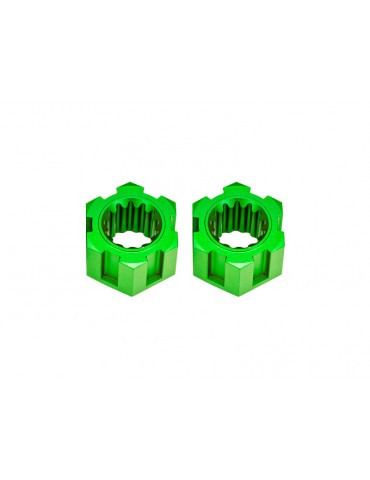 Traxxas Wheel hubs, hex, front aluminum (green-anodized) (2)