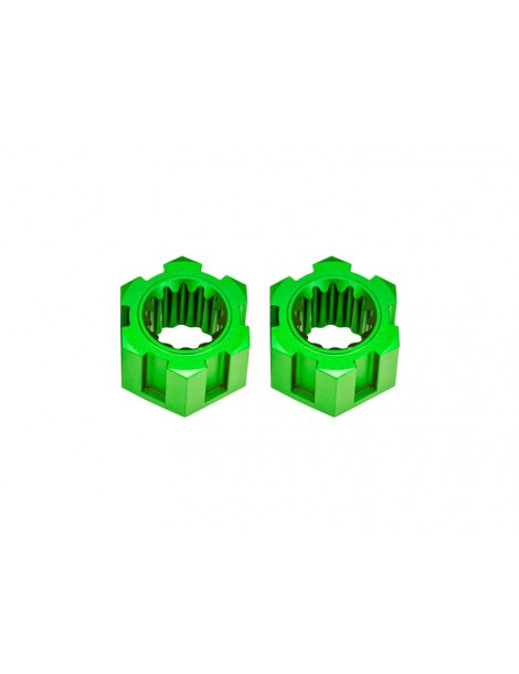 Traxxas Wheel hubs, hex, front aluminum (green-anodized) (2)