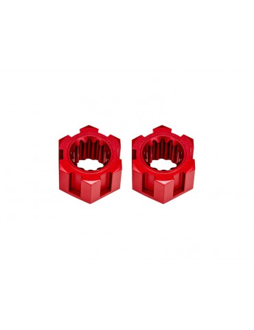 Traxxas Wheel hubs, hex, front aluminum (red-anodized) (2)