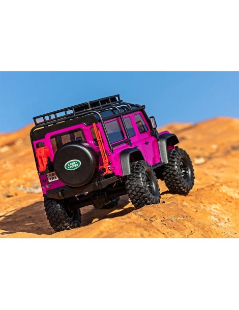 Rožinis Traxxas TRX-4M 1:18 RTR RC kopimo modelis nuotykiams namuose ir lauke, iki 1 val. veikimo laiku