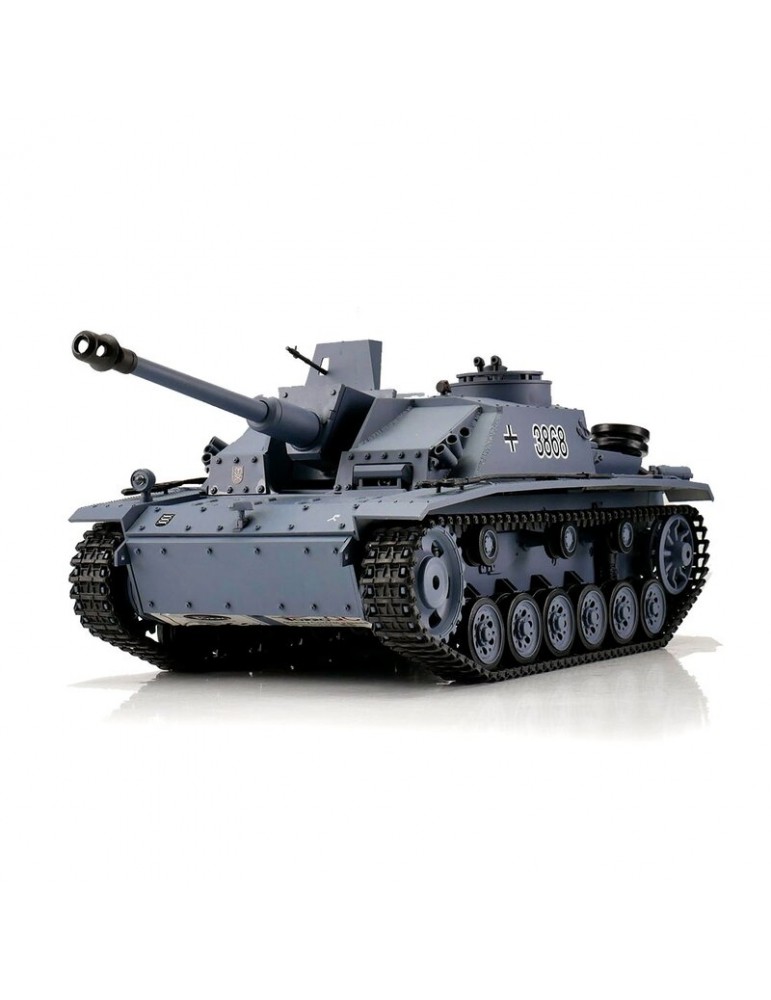 RC tankas Sturmgeschütz III 1:16 BB+IR su metaliniais vikšrais grey